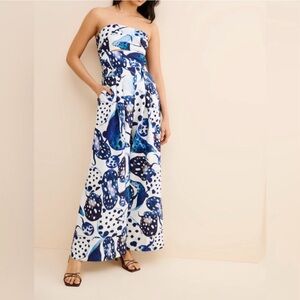 NEW Farm Rio Blue Mantas Strapless Jumpsuit Size Small